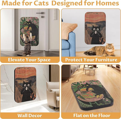 2 Packs Art Cat Wall-Mountable Scratching Board 16.7x11x1 Inch Cat Wall Scratch - Image 5