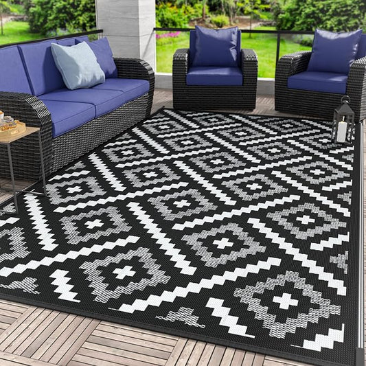 GENIMO Outdoor Rug for Patio Clearance, Reversible Plastic Straw Rugs for RV by GENIMO