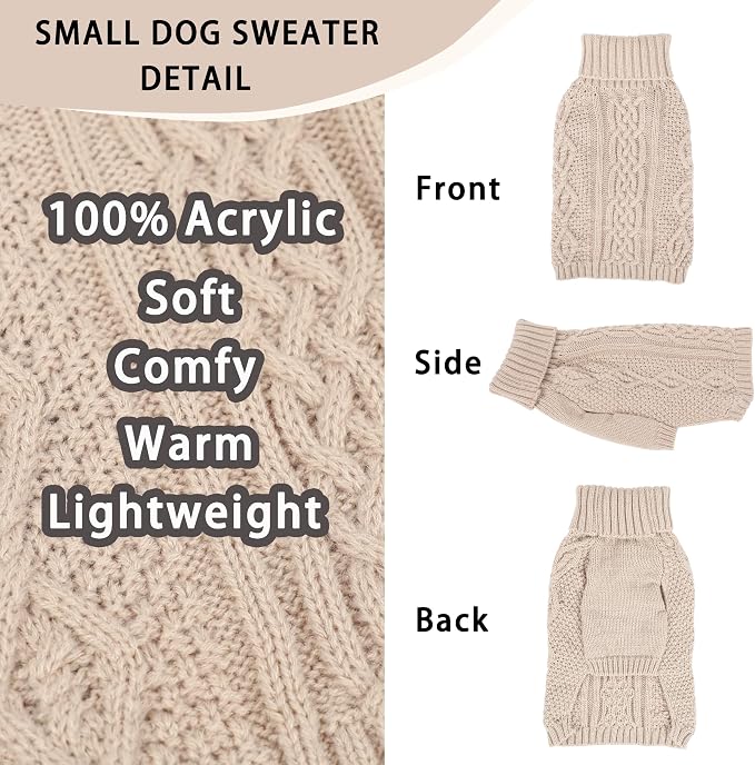 Knitted Dog Sweaters for Small Dogs Warm Small Dog Clothes Winter Sleeveless - Image 4