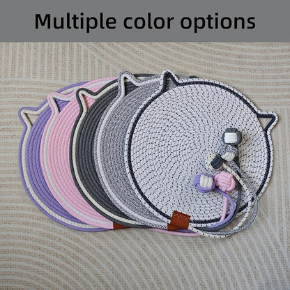 Cat Scratcher Mat, Natural Cotton Rope Cat Scratching Pad, 16.9'' Round Cat - Image 6
