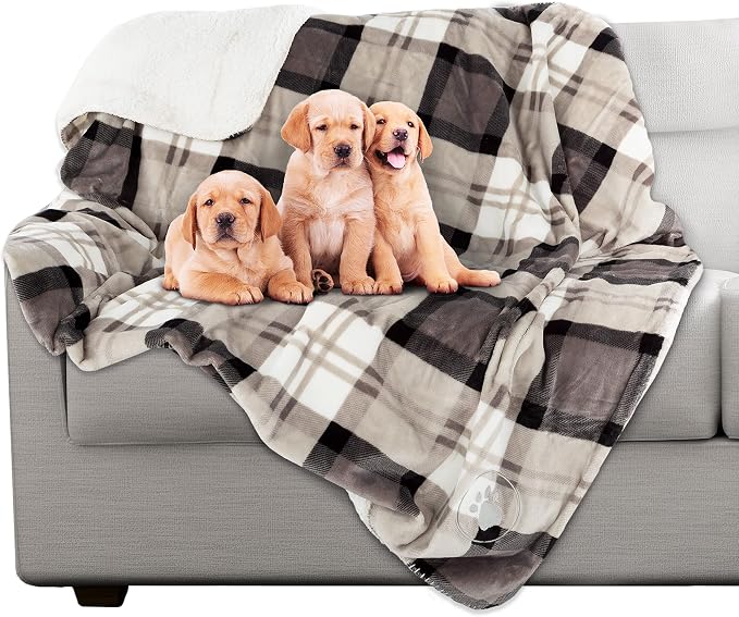 Pet Blanket - Reversible Waterproof Plaid Throw Protects Couch, and Bed from by PETMAKER