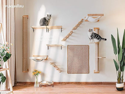 FUKUMARU Cat Hammock Wall Mounted, Kitty Beds and Perches, Wooden Cats Furniture - Image 7