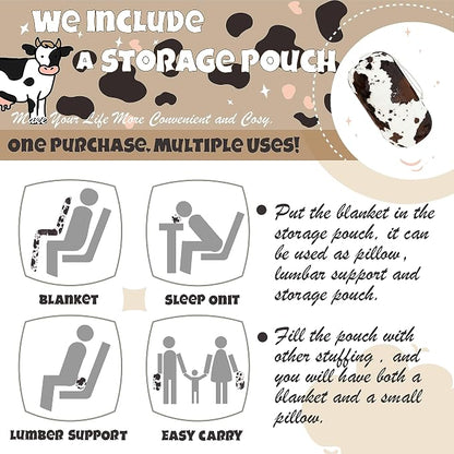 Bnuitland Brown Cow Print Flannel Throw Blanket - Image 3