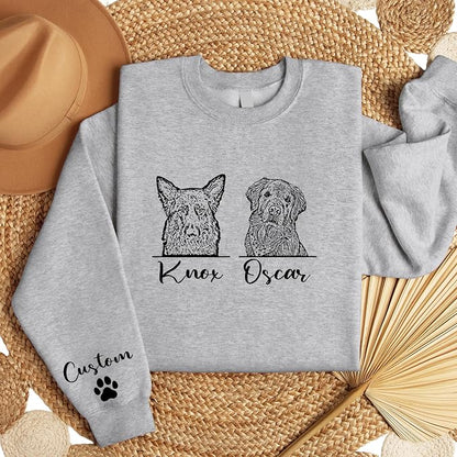 Custom Dog Mom Sweatshirt, Personalized Line Art Portrait Dog Hoodie, - Image 7