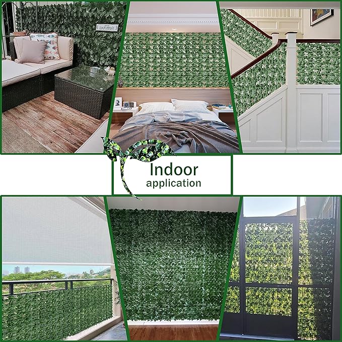 Artificial Fence Privacy Screen: 6FT x 50FT UV-Anti Faux Greenery Backdrop Ivy - Image 4